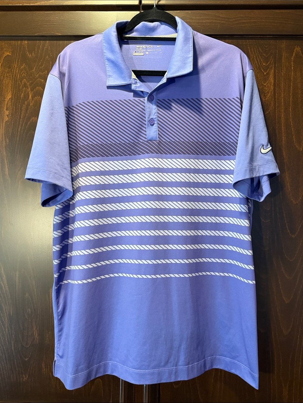Nike Golf Dri-FIT Purple Striped Men's Polo Shirt Size XL